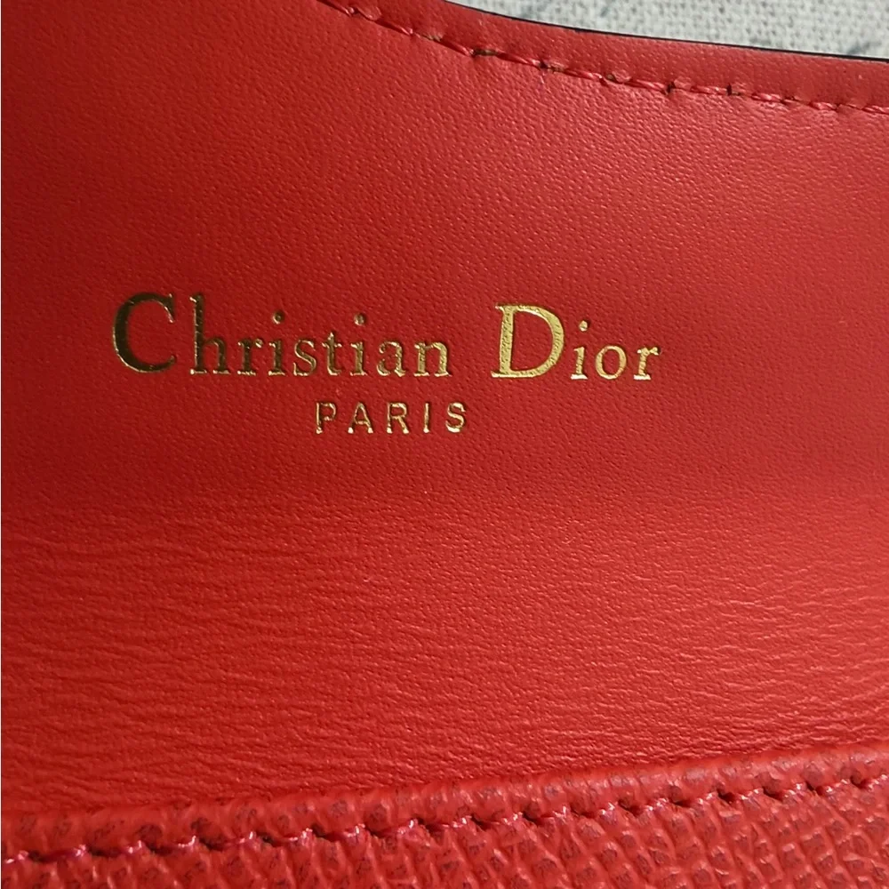 Dior Red Leather Mini Crossbody with Gold 'D' Charm Accent